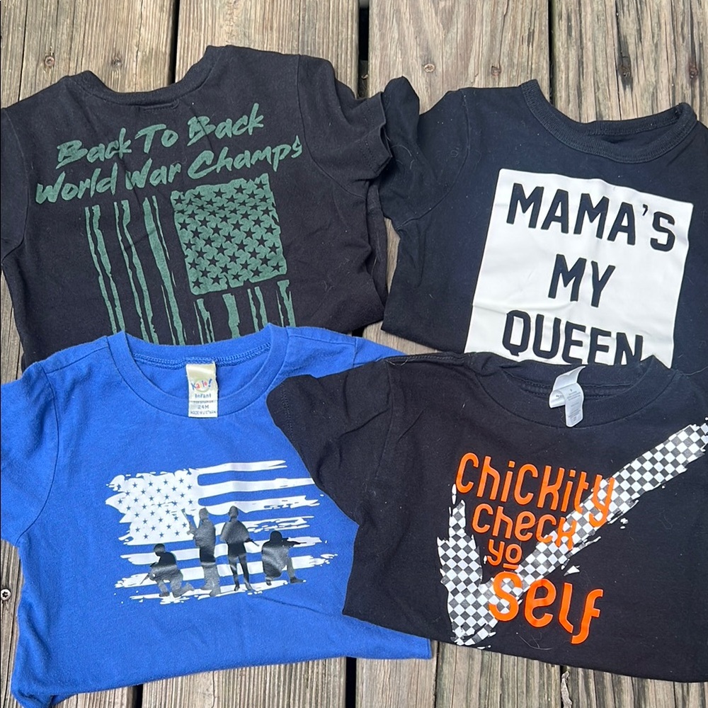 Black and Blue Short Sleeve Tees with Graphic Designs